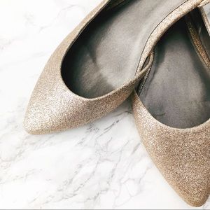 Champagne Gold Glitter Flats